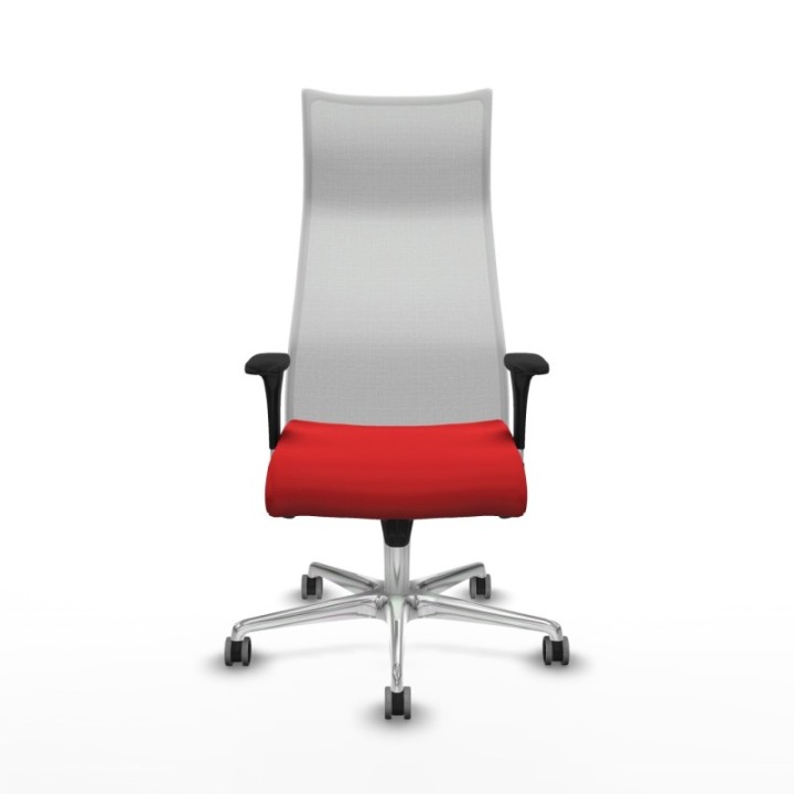 Albacete malla XL sincro malla blanca similpiel rojo brazos 1D base aluminio ruedas 65mm engomadas