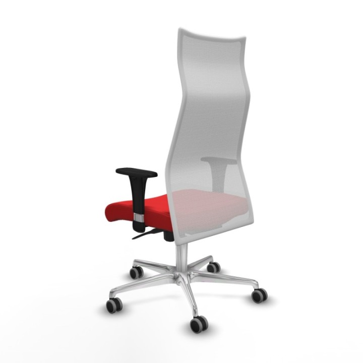 Albacete malla XL sincro malla blanca similpiel rojo brazos 1D base aluminio ruedas 65mm engomadas