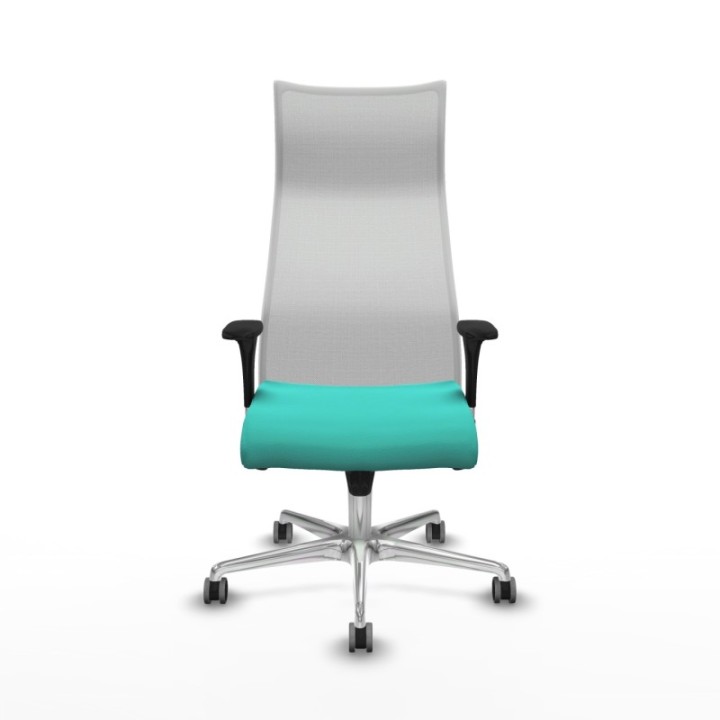 Albacete malla XL sincro malla blanca similpiel turquesa brazos 1D base aluminio ruedas 65mm engomadas