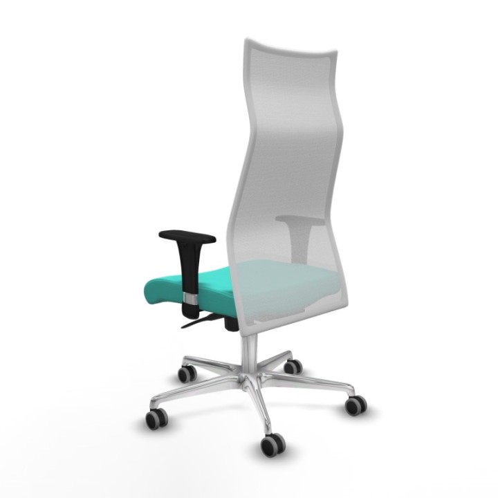 Albacete malla XL sincro malla blanca similpiel turquesa brazos 1D base aluminio ruedas 65mm engomadas