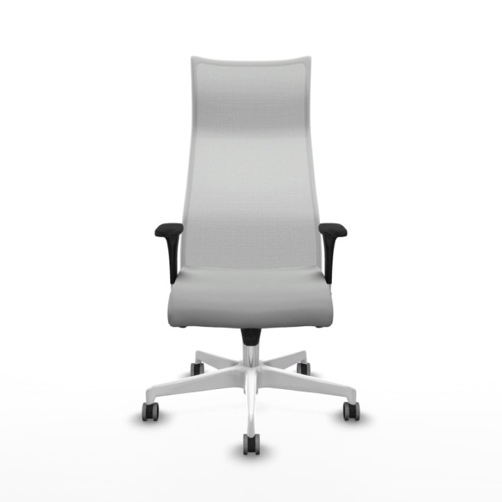 Albacete malla XL sincro malla blanca similpiel gris claro brazos 1D base blanca ruedas 65mm engomadas