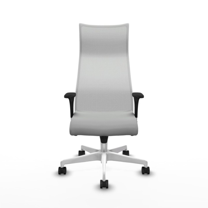 Albacete malla XL sincro malla blanca similpiel gris claro brazos 1D base blanca ruedas 65mm nailon