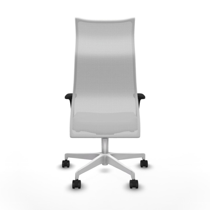 Albacete malla XL sincro malla blanca similpiel gris claro brazos 1D base blanca ruedas 65mm nailon