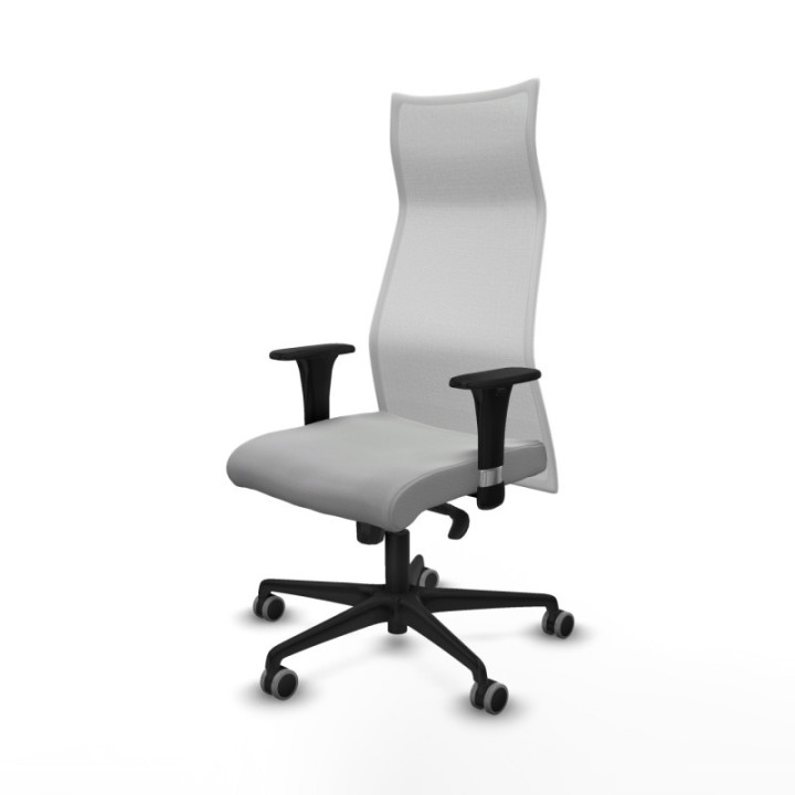 Albacete malla XL sincro malla blanca similpiel gris claro brazos 1D base nailon ruedas 65mm engomadas