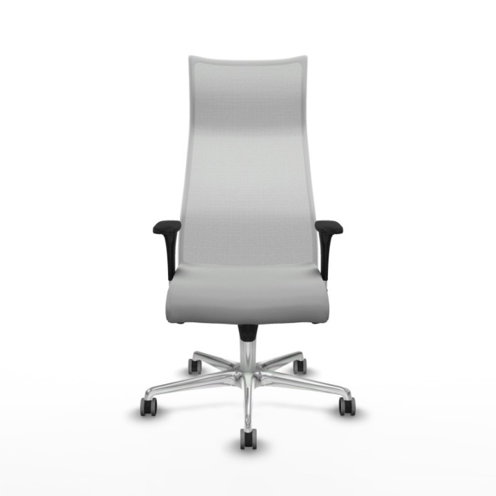 Albacete malla XL sincro malla blanca similpiel gris claro brazos 1D base aluminio ruedas 65mm engomadas