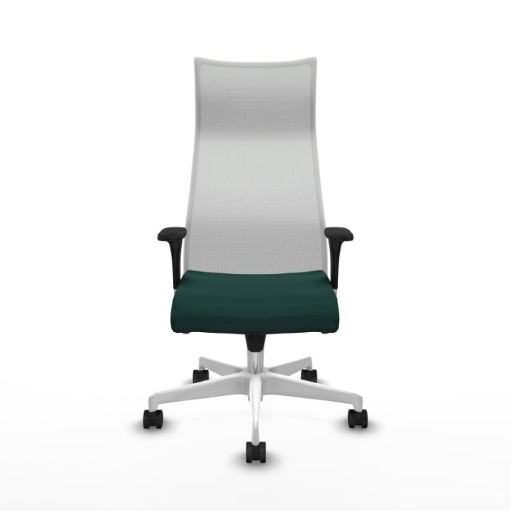 Albacete malla XL sincro malla blanca similpiel verde botella brazos 1D base blanca ruedas 65mm nailon