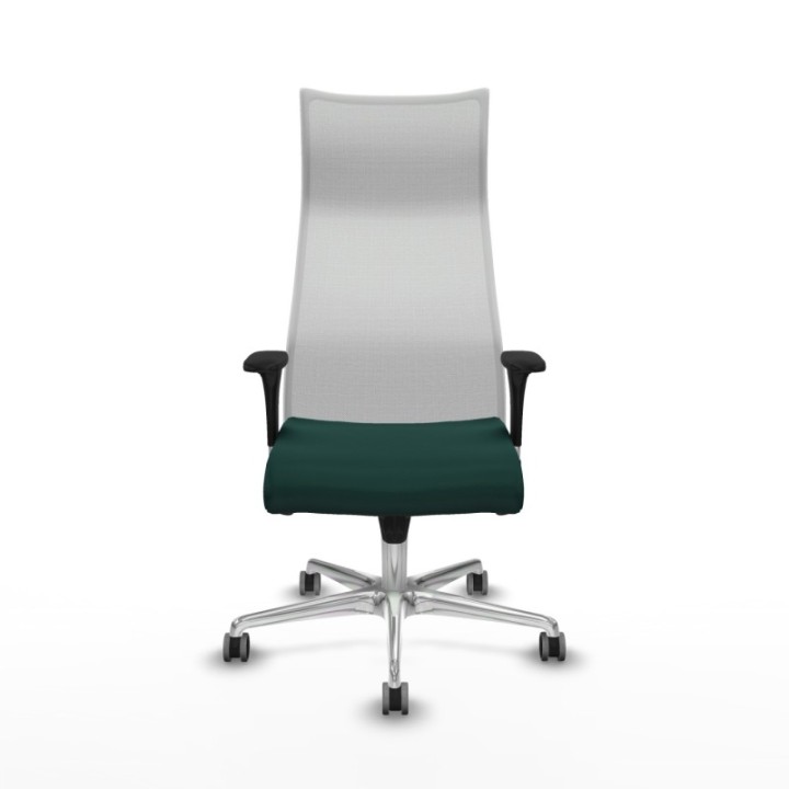 Albacete malla XL sincro malla blanca similpiel verde botella brazos 1D base aluminio ruedas 65mm engomadas