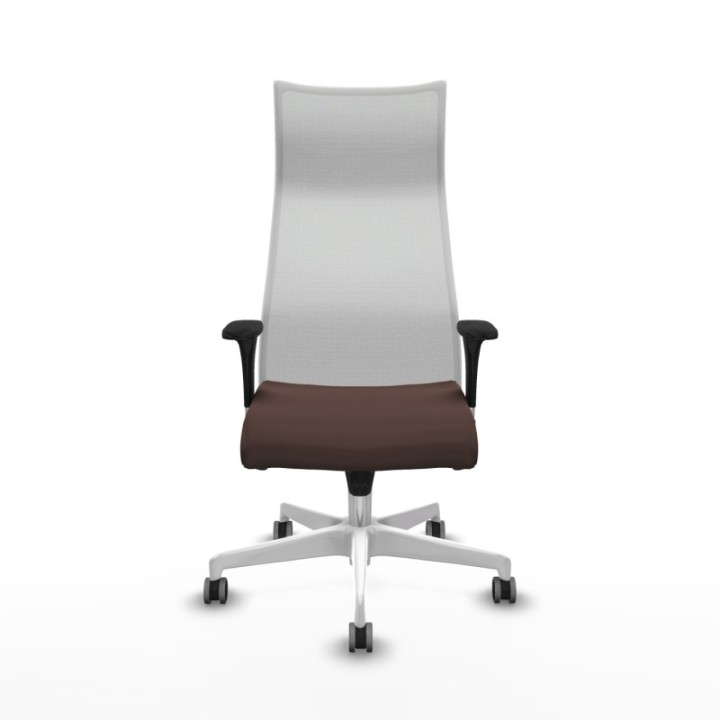 Albacete malla XL sincro malla blanca similpiel marrón oscuro brazos 1D base blanca ruedas 65mm engomadas