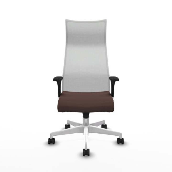 Albacete malla XL sincro malla blanca similpiel marrón oscuro brazos 1D base blanca ruedas 65mm nailon