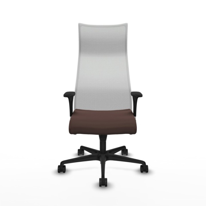 Albacete malla XL sincro malla blanca similpiel marrón oscuro brazos 1D base nailon ruedas 65mm nailon