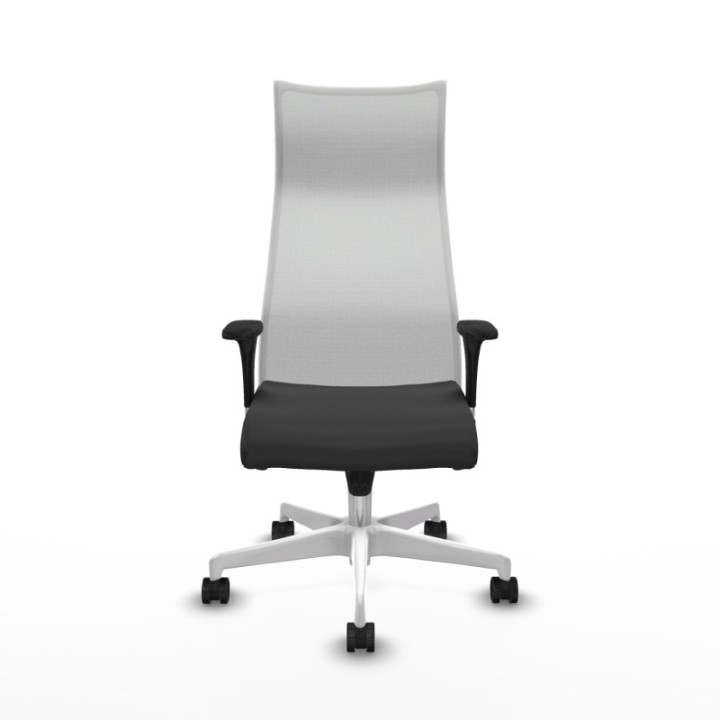 Albacete malla XL sincro malla blanca similpiel gris oscuro brazos 1D base blanca ruedas 65mm nailon