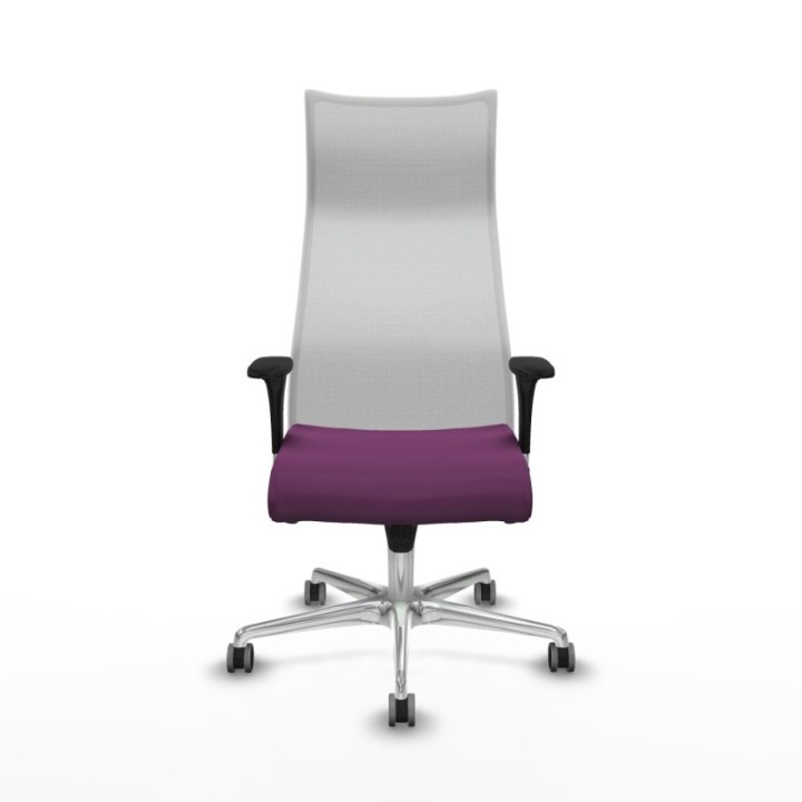 Albacete malla XL sincro malla blanca similpiel morado brazos 1D base aluminio ruedas 65mm engomadas