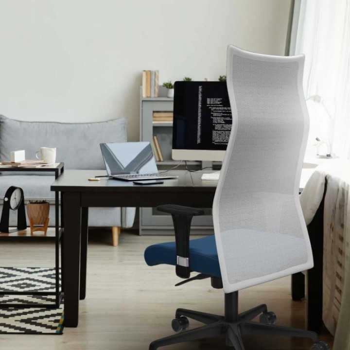 Albacete malla XL sincro malla blanca similpiel negro brazos 1D base nailon ruedas 65mm nailon