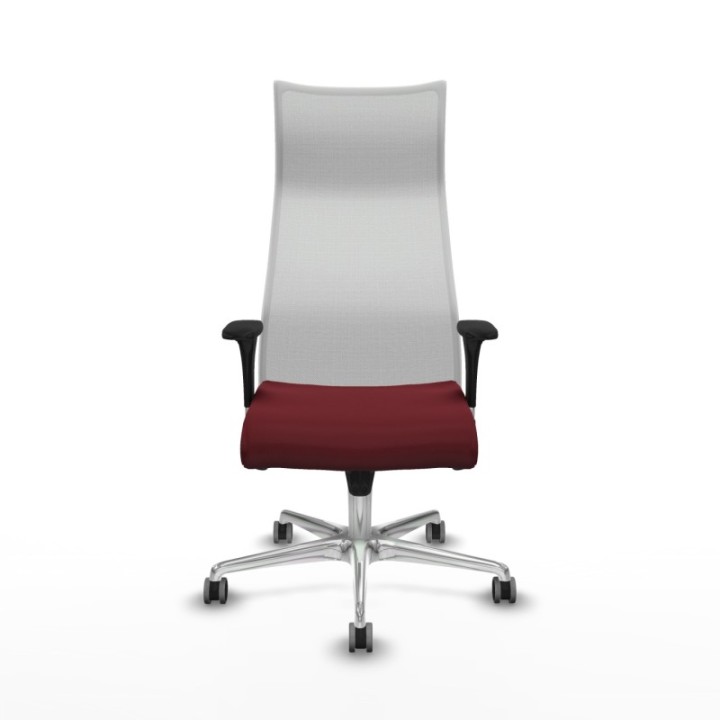 Albacete malla XL sincro malla blanca similpiel granate brazos 1D base aluminio ruedas 65mm engomadas