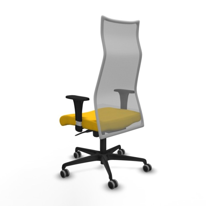 Albacete malla XL sincro malla gris bali amarillo brazos 1D base nailon ruedas 65mm engomadas