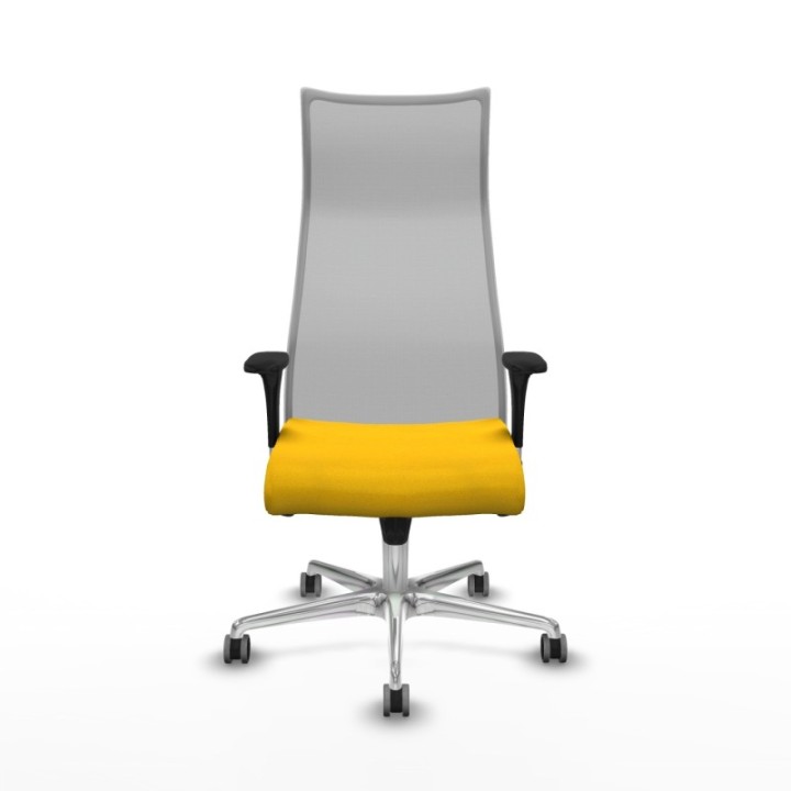 Albacete malla XL sincro malla gris bali amarillo brazos 1D base aluminio ruedas 65mm engomadas