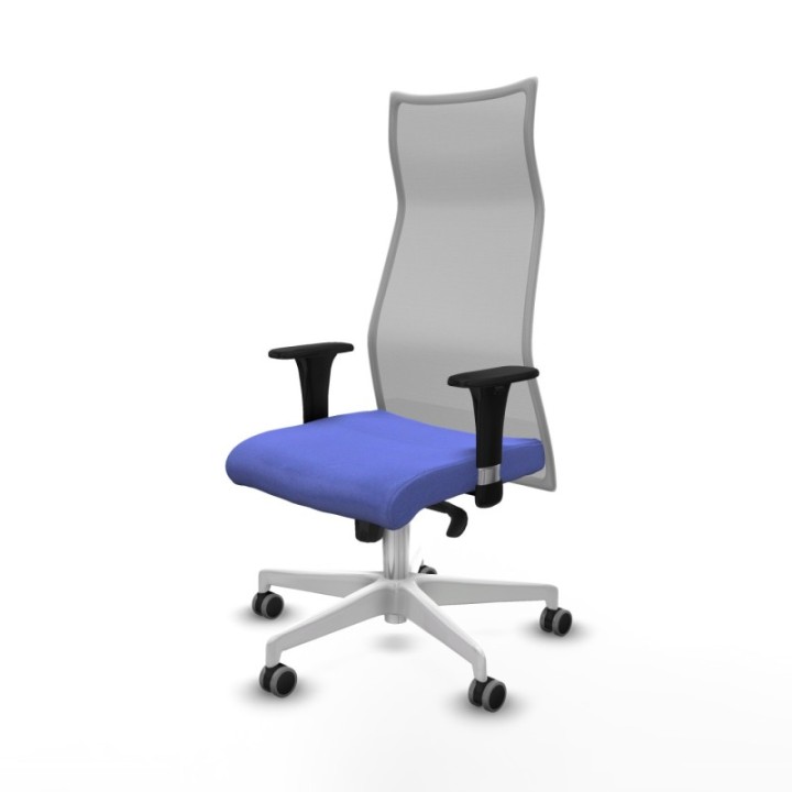 Albacete malla XL sincro malla gris bali azul claro brazos 1D base blanca ruedas 65mm engomadas