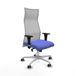 Albacete malla XL sincro malla gris bali azul claro brazos 1D base aluminio ruedas 65mm engomadas