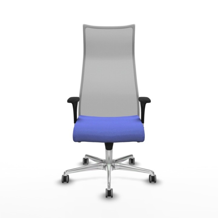 Albacete malla XL sincro malla gris bali azul claro brazos 1D base aluminio ruedas 65mm engomadas