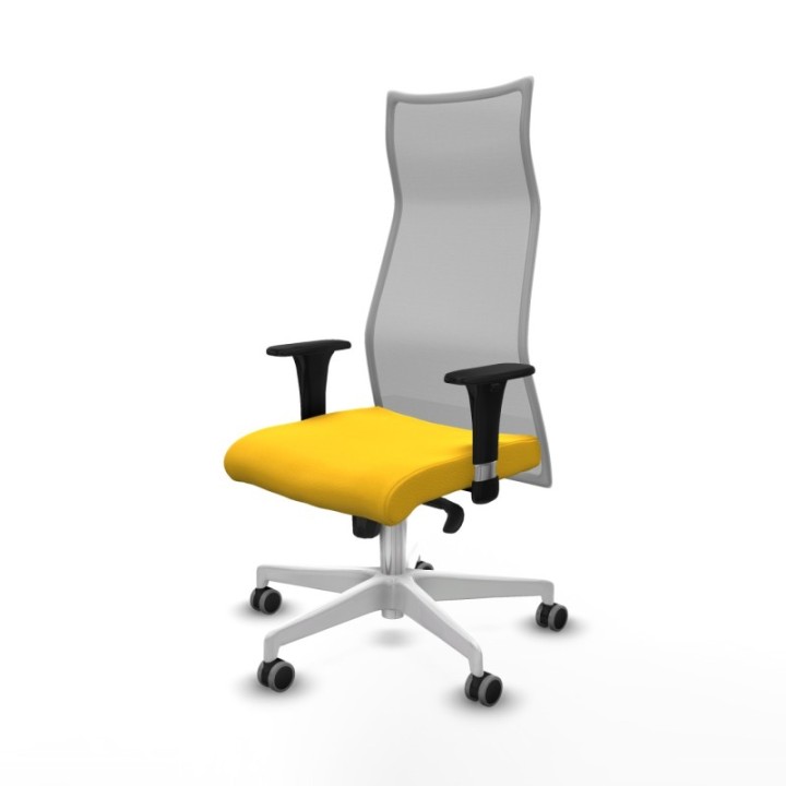 Albacete malla XL sincro malla gris similpiel amarillo brazos 1D base blanca ruedas 65mm engomadas