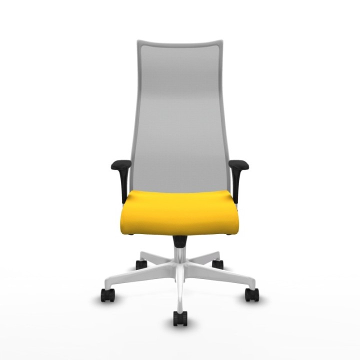 Albacete malla XL sincro malla gris similpiel amarillo brazos 1D base blanca ruedas 65mm nailon