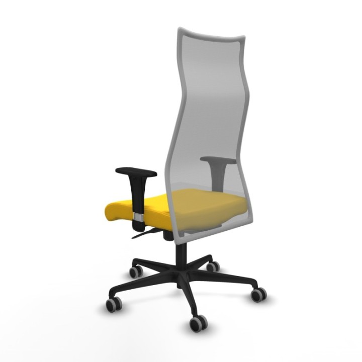 Albacete malla XL sincro malla gris similpiel amarillo brazos 1D base nailon ruedas 65mm engomadas