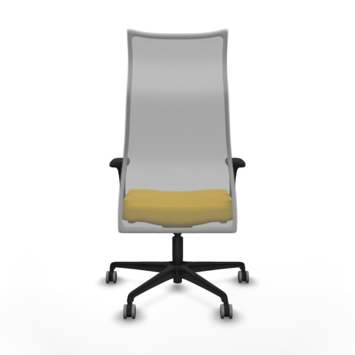 Albacete malla XL sincro malla gris similpiel amarillo brazos 1D base nailon ruedas 65mm engomadas