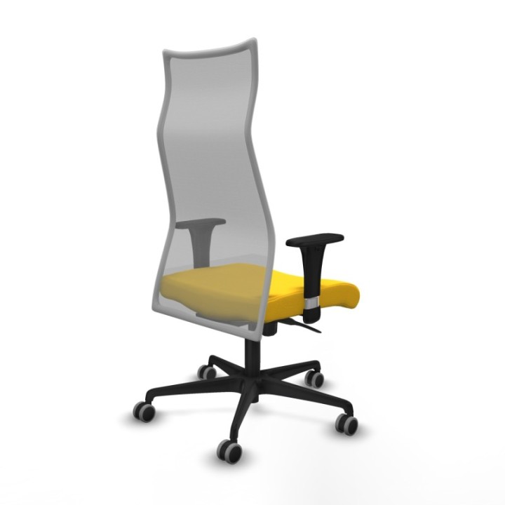 Albacete malla XL sincro malla gris similpiel amarillo brazos 1D base nailon ruedas 65mm engomadas