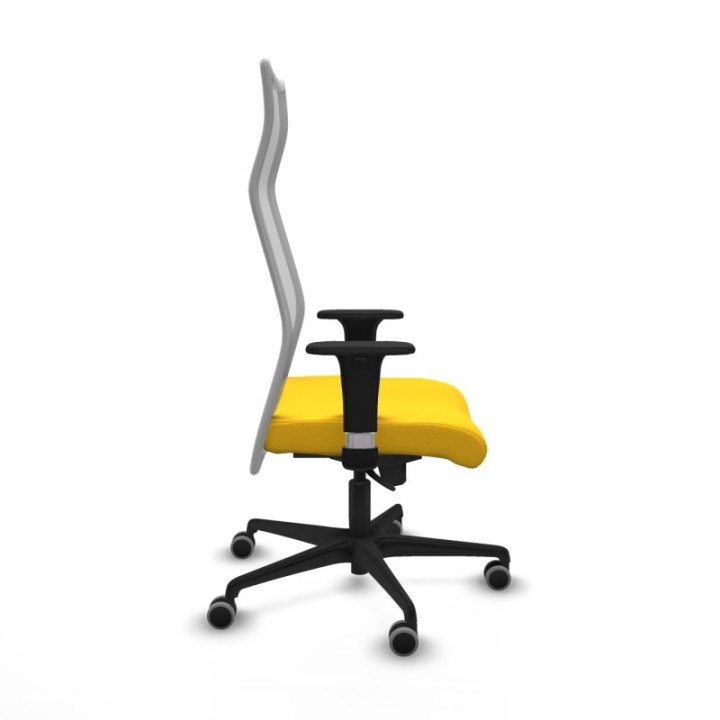 Albacete malla XL sincro malla gris similpiel amarillo brazos 1D base nailon ruedas 65mm engomadas