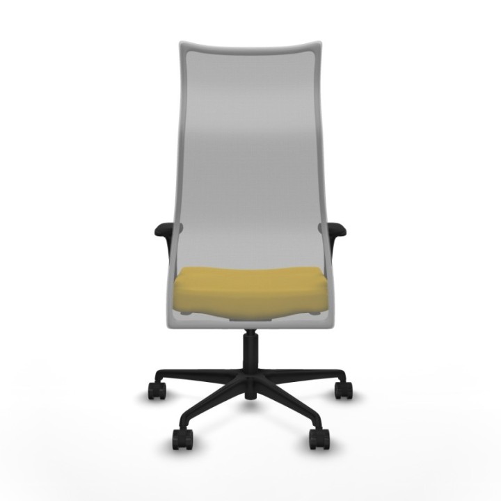 Albacete malla XL sincro malla gris similpiel amarillo brazos 1D base nailon ruedas 65mm nailon