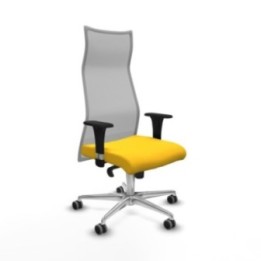 Albacete malla XL sincro malla gris similpiel amarillo brazos 1D base aluminio ruedas 65mm engomadas