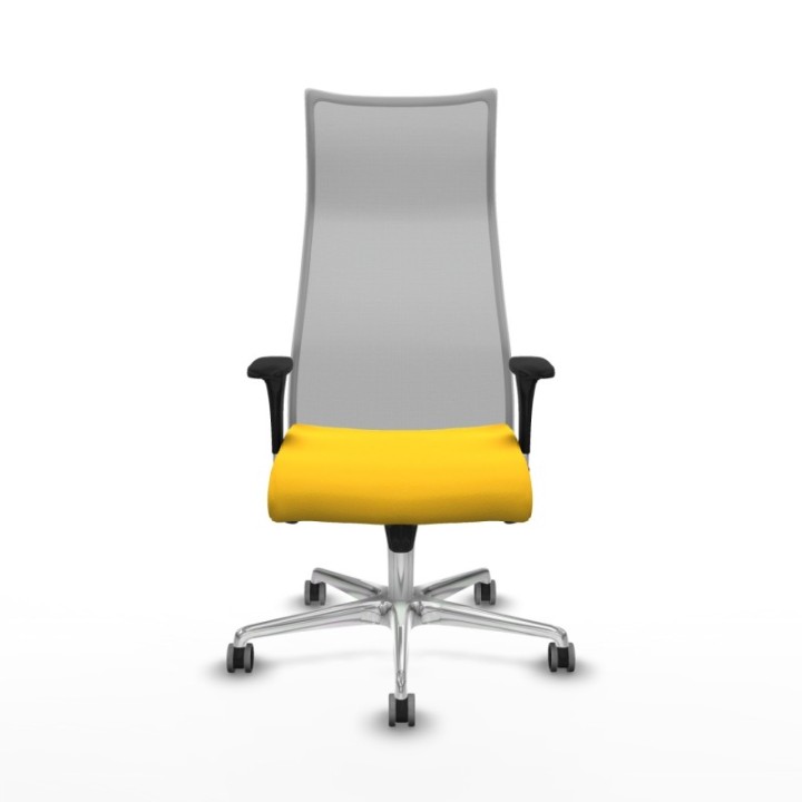 Albacete malla XL sincro malla gris similpiel amarillo brazos 1D base aluminio ruedas 65mm engomadas