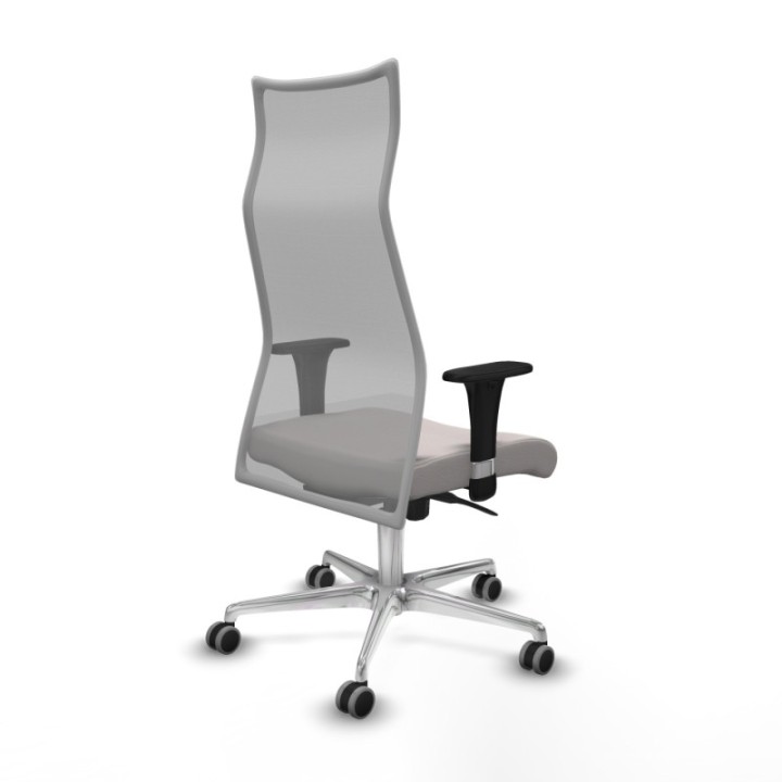 Albacete malla XL sincro malla gris similpiel blanco brazos 1D base aluminio ruedas 65mm engomadas