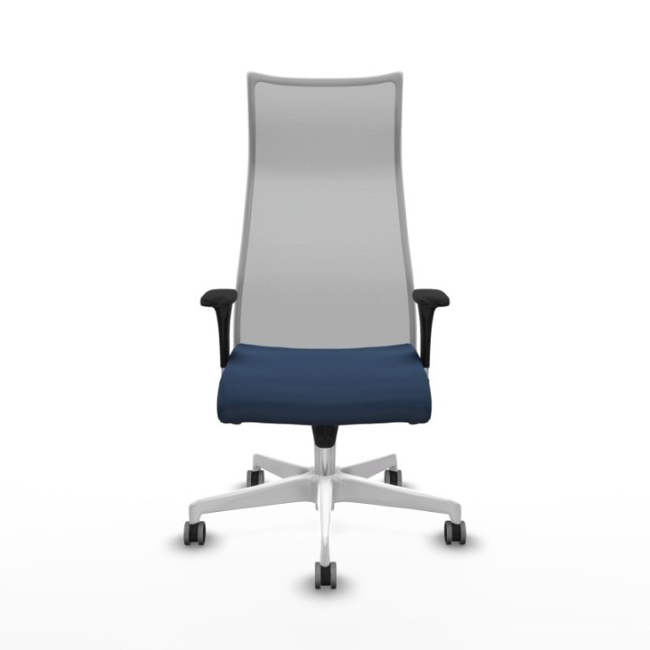 Albacete malla XL sincro malla gris similpiel azul marino brazos 1D base blanca ruedas 65mm engomadas