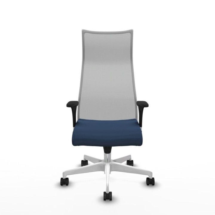 Albacete malla XL sincro malla gris similpiel azul marino brazos 1D base blanca ruedas 65mm nailon