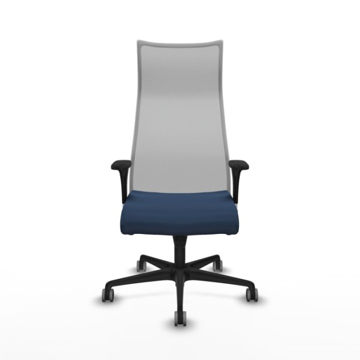 Albacete malla XL sincro malla gris similpiel azul marino brazos 1D base nailon ruedas 65mm engomadas