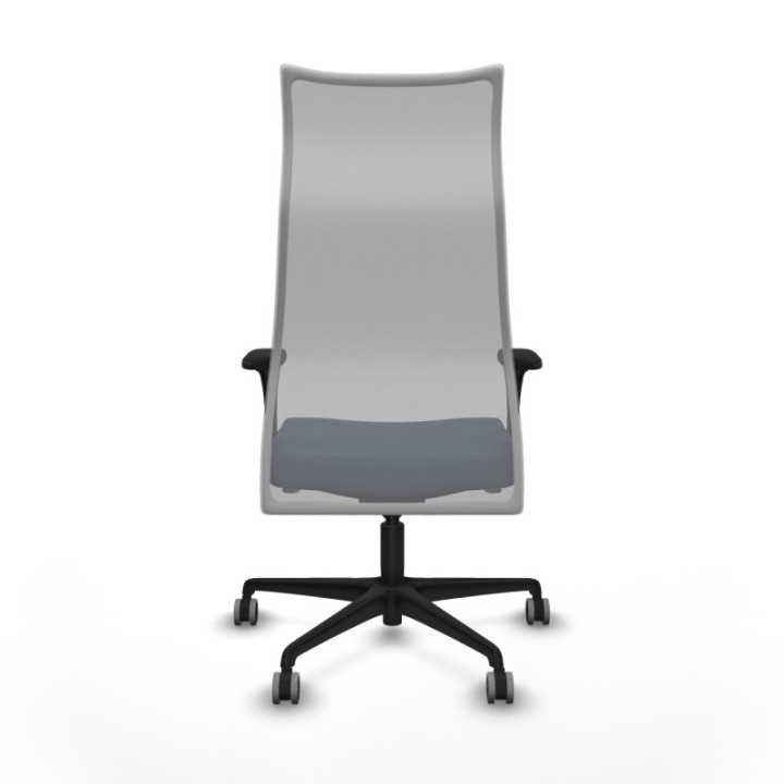 Albacete malla XL sincro malla gris similpiel azul marino brazos 1D base nailon ruedas 65mm engomadas