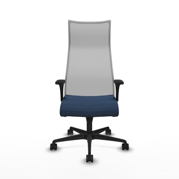 Albacete malla XL sincro malla gris similpiel azul marino brazos 1D base nailon ruedas 65mm nailon