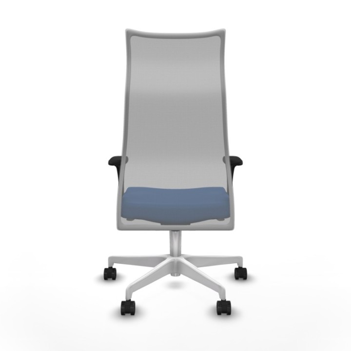 Albacete malla XL sincro malla gris similpiel azul brazos 1D base blanca ruedas 65mm nailon