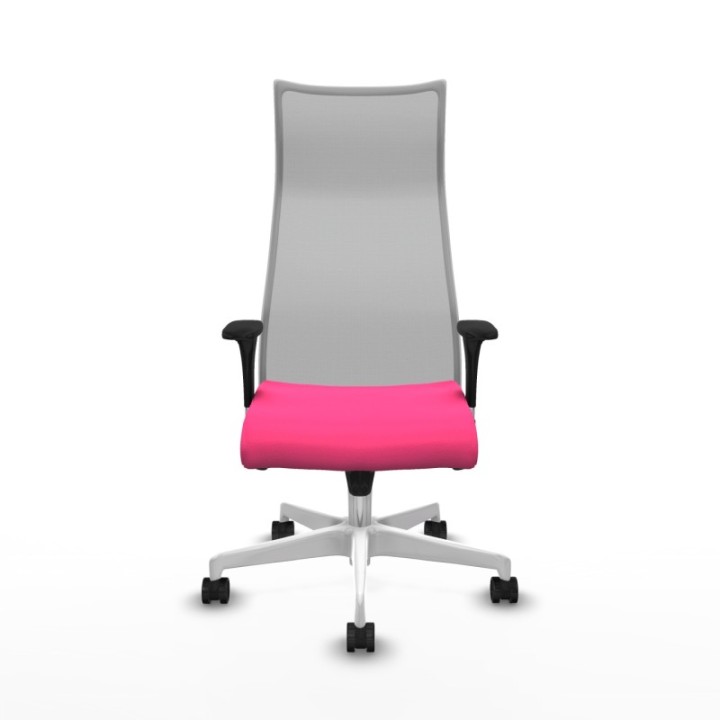 Albacete malla XL sincro malla gris similpiel rosa brazos 1D base blanca ruedas 65mm nailon