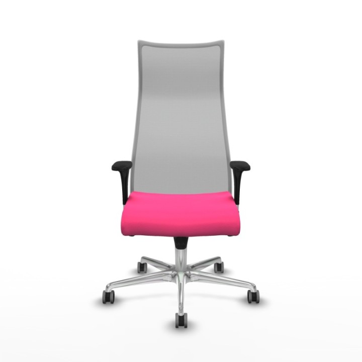 Albacete malla XL sincro malla gris similpiel rosa brazos 1D base aluminio ruedas 65mm engomadas