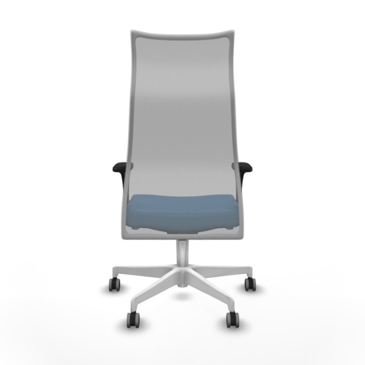 Albacete malla XL sincro malla gris similpiel azul claro brazos 1D base blanca ruedas 65mm engomadas