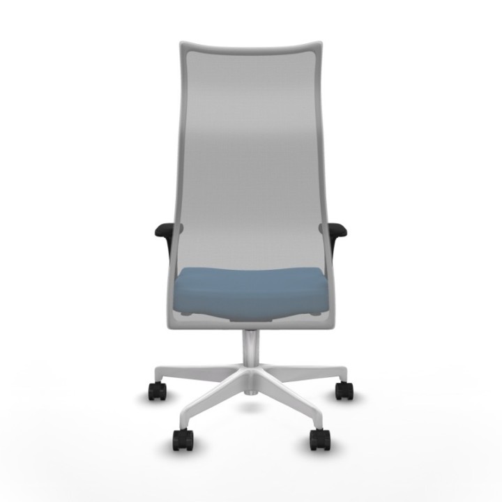 Albacete malla XL sincro malla gris similpiel azul claro brazos 1D base blanca ruedas 65mm nailon