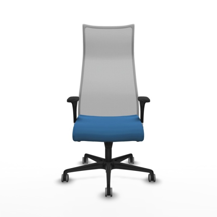 Albacete malla XL sincro malla gris similpiel azul claro brazos 1D base nailon ruedas 65mm engomadas