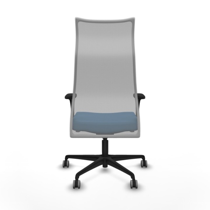 Albacete malla XL sincro malla gris similpiel azul claro brazos 1D base nailon ruedas 65mm engomadas