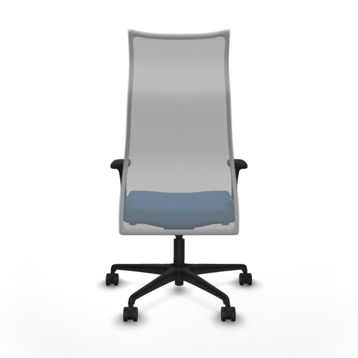 Albacete malla XL sincro malla gris similpiel azul claro brazos 1D base nailon ruedas 65mm nailon