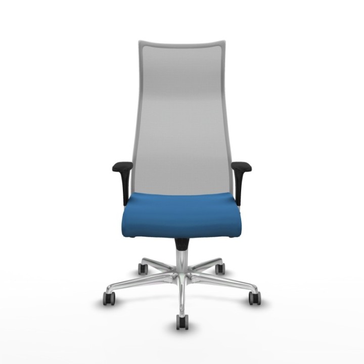 Albacete malla XL sincro malla gris similpiel azul claro brazos 1D base aluminio ruedas 65mm engomadas