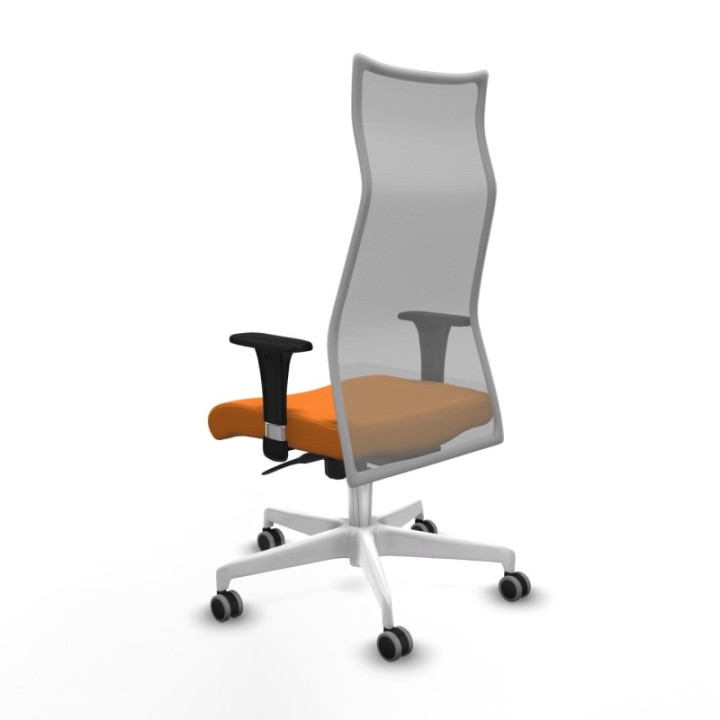 Albacete malla XL sincro malla gris similpiel naranja brazos 1D base blanca ruedas 65mm engomadas