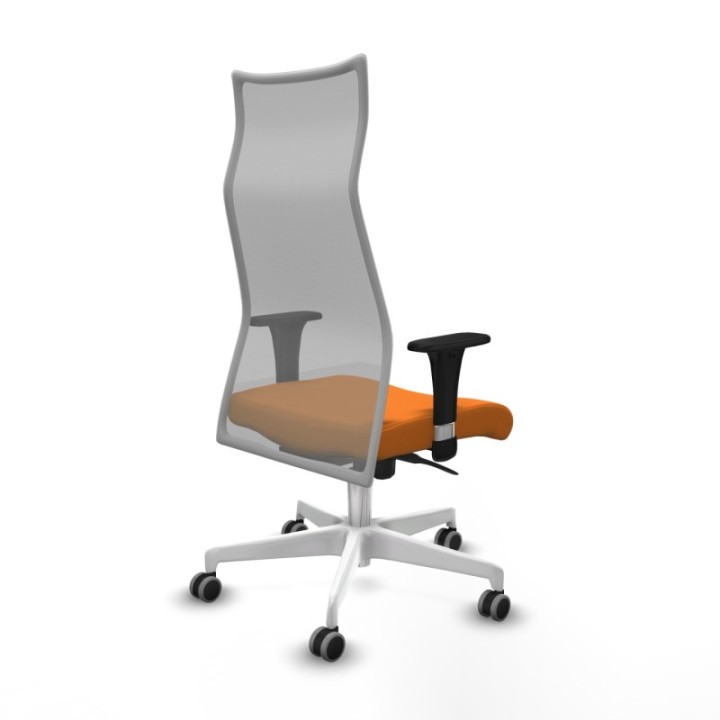 Albacete malla XL sincro malla gris similpiel naranja brazos 1D base blanca ruedas 65mm engomadas