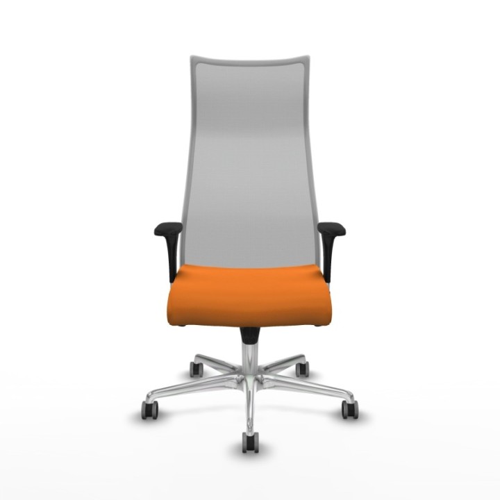 Albacete malla XL sincro malla gris similpiel naranja brazos 1D base aluminio ruedas 65mm engomadas